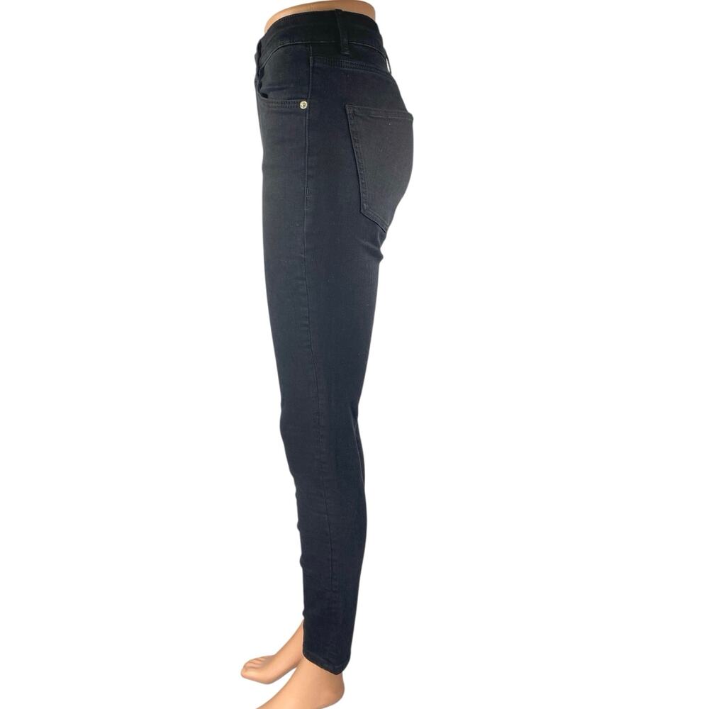 Zara Women's Black High Waisted Cropped Casual Cotton Skinny Denim Jeans Size 6 - Picture 2 of 5